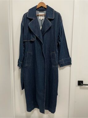 NWT Dynamite Denim Trench Coat in Dark Blue